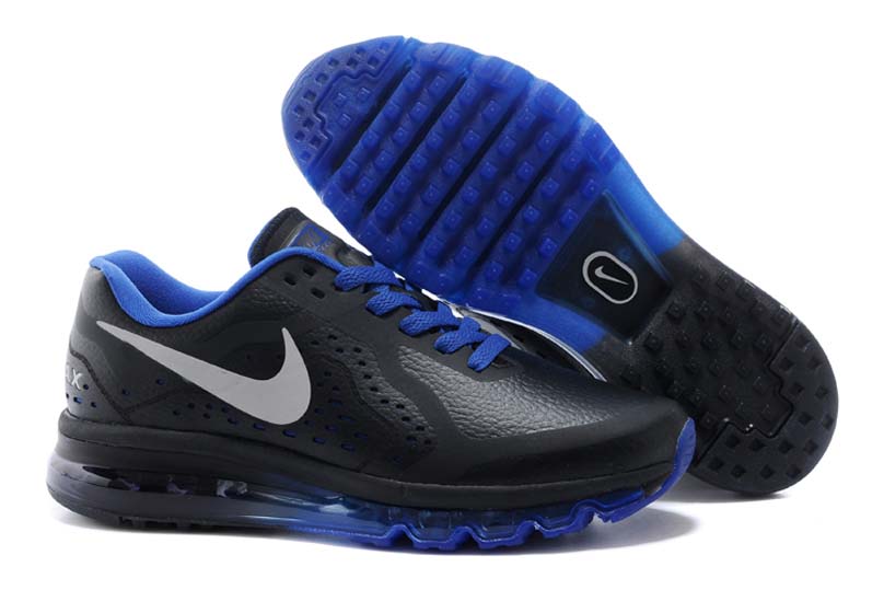 Nike Air Max 2014 Cuir Chaussures De Course Des Hommes De Noir Bleu